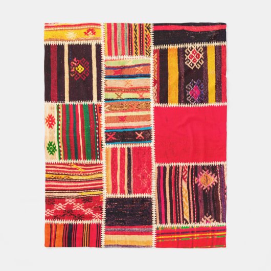 Turks tapijtpatchwork handgemaakt. Patchwork patte Fleece Deken (Voorkant)