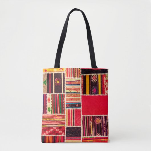 Turks tapijtpatchwork handgemaakt. Patchwork patte Tote Bag (Voorkant)
