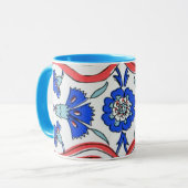 Turks Tile Blue-anjematroon Mok (Voorkant links)