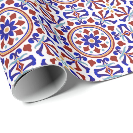 Turks traditioneel Tile Art Blue White Cadeaupapier (Rol Hoek)