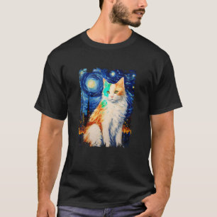 Turks Van Kat Sterrennacht Schilderen Mam Papa T-shirt