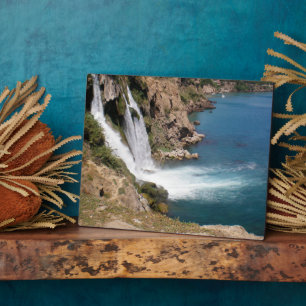 Turks waterval met mediterraan zee fotoplaat