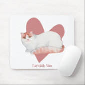Turks Waterverf Kat roze hart Muismat (Met muis)