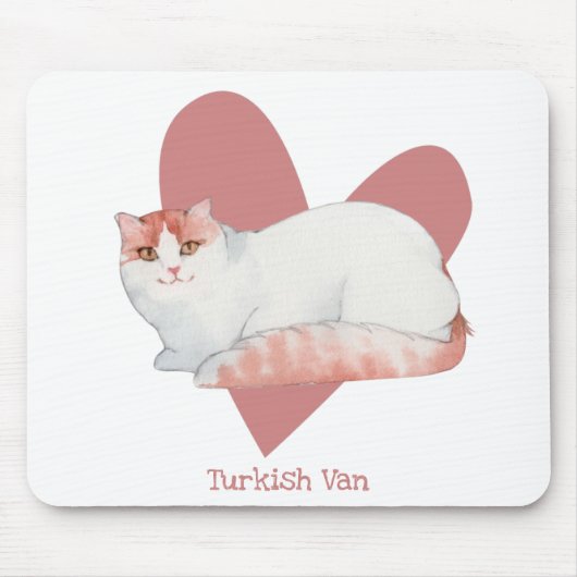 Turks Waterverf Kat roze hart Muismat (Voorkant)