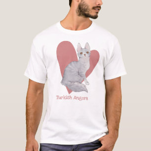 Turks Waterverf van Angora Cat Kat Roze hart T-shirt