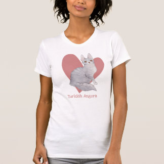 Turks Waterverf van Angora Cat Kat Roze hart T-shirt
