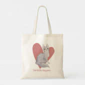 Turks Waterverf van Angora Cat Kat Roze hart Tote Bag (Achterkant)