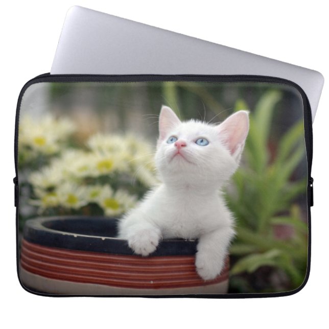 Turks White Kitten Laptop Sleeve (Voorkant)