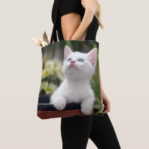 Turks White Kitten Tote Bag