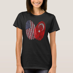 Turkse Amerikaanse Vlag Vingerafdruk Turkije T-shirt