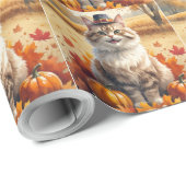 Turkse Angora Cat Autumn verlaat Thanksgiving kuns Cadeaupapier (Rol Hoek)