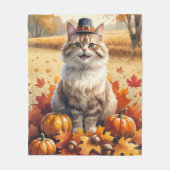 Turkse Angora Cat Autumn verlaat Thanksgiving kuns Fleece Deken (Voorkant)
