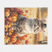 Turkse Angora Cat Autumn verlaat Thanksgiving kuns Fleece Deken (Voorkant (Horizontaal))