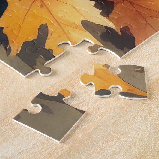 Turkse Angora Cat Autumn verlaat Thanksgiving kuns Legpuzzel (Zijkant)