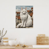 Turkse Angora - Kat Art Print (Keuken)