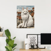 Turkse Angora - Kat Art Print (Thuiskantoor)