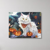 Turkse Angora Kat Halloween Griezelen Canvas Afdruk (Voorkant)