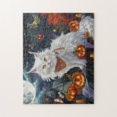 Turkse Angora Kat Halloween Griezelen Legpuzzel (Verticaal)