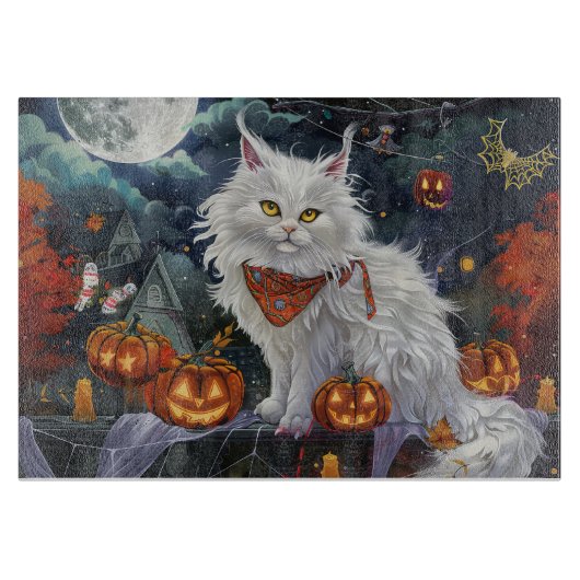 Turkse Angora kat Halloween Spoken Snijplank (Voorkant)