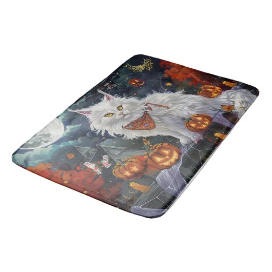 Turkse Angora kat Halloween Spooky Badmat (Gekanteld)