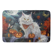 Turkse Angora kat Halloween Spooky Badmat (Voorkant)