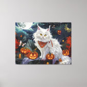 Turkse Angora kat Halloween Spooky Canvas Afdruk (Voorkant)