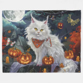 Turkse Angora kat Halloween Spooky Fleece Deken (Voorkant (Horizontaal))