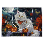 Turkse Angora kat Halloween Spooky Groot Cadeauzakje (Voorkant)