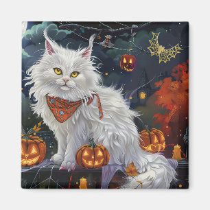 Turkse Angora kat Halloween Spooky Magneet