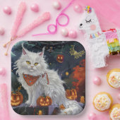 Turkse Angora kat Halloween Spooky Papieren Bordje (Feest)