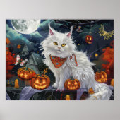 Turkse Angora kat Halloween Spooky Poster (Voorkant)