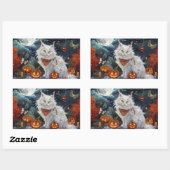 Turkse Angora kat Halloween Spooky Rechthoekige Sticker (Vel)