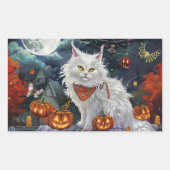 Turkse Angora kat Halloween Spooky Rechthoekige Sticker (Voorkant)