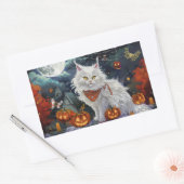 Turkse Angora kat Halloween Spooky Rechthoekige Sticker (Envelop)