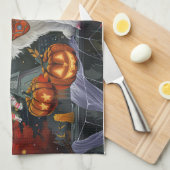 Turkse Angora kat Halloween Spooky Theedoek (Quarter Fold)