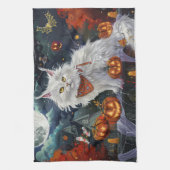 Turkse Angora kat Halloween Spooky Theedoek (Verticaal)
