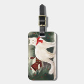 Turkse Angora Kat in Sneeuw Kerstmis Bagagelabel (Voorkant verticaal)