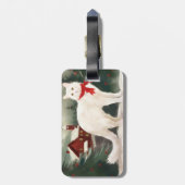 Turkse Angora Kat in Sneeuw Kerstmis Bagagelabel (Achterkant verticaal)