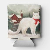 Turkse Angora Kat in Sneeuw Kerstmis Blikjeskoeler (Achterkant)