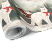 Turkse Angora Kat in Sneeuw Kerstmis Cadeaupapier (Rol Hoek)