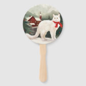 Turkse Angora Kat in Sneeuw Kerstmis Handwaaier