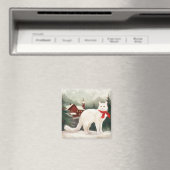 Turkse Angora Kat in Sneeuw Kerstmis Magneet (Insitu (Vaatwasser))