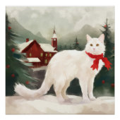 Turkse Angora Kat in Sneeuw Kerstmis Perfect Poster (Voorkant)