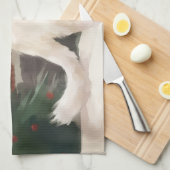 Turkse Angora Kat in Sneeuw Kerstmis Theedoek (Quarter Fold)