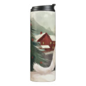 Turkse Angora Kat in Sneeuw Kerstmis Thermosbeker (Gedraaid links)