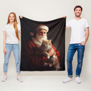 Turkse Angora Kat Kerstman Feestelijke Kerstmis Fleece Deken