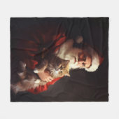Turkse Angora Kat Kerstman Feestelijke Kerstmis Fleece Deken (Voorkant (Horizontaal))