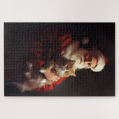 Turkse Angora Kat Kerstman Feestelijke Kerstmis Legpuzzel (Horizontaal)