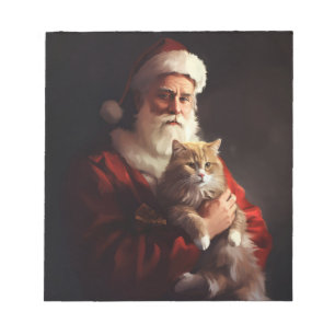 Turkse Angora Kat Kerstman Feestelijke Kerstmis Notitieblok