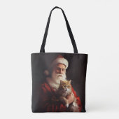Turkse Angora Kat Kerstman Festive Kerstmis  Tote Bag (Achterkant)